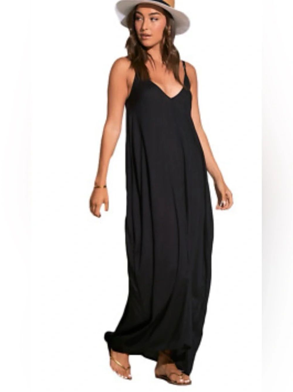 Elan V-Neck Harem Maxi Dress Black XS